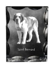 Artdog Bernard, Saint Bernard, Alpski mastif, Bernhardiner - kristal s sliko psa, stekleni kipec s sliko, edinstven okvir s sliko znamke Art-Dog