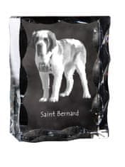 Artdog Bernard, Saint Bernard, Alpski mastif, Bernhardiner - kristal s sliko psa, stekleni kipec s sliko, edinstven okvir s sliko znamke Art-Dog