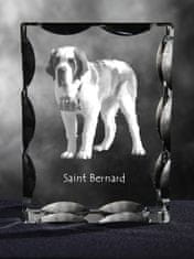 Artdog Bernard, Saint Bernard, Alpski mastif, Bernhardiner - kristal s sliko psa, stekleni kipec s sliko, edinstven okvir s sliko znamke Art-Dog