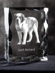 Artdog Bernard, Saint Bernard, Alpski mastif, Bernhardiner - kristal s sliko psa, stekleni kipec s sliko, edinstven okvir s sliko znamke Art-Dog