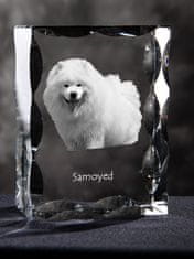 Artdog Samojed, Bjelkier, Samoiedskaya Sobaka - kristal s sliko psa, stekleni kipec s sliko, edinstven okvir s sliko blagovne znamke Art-Dog