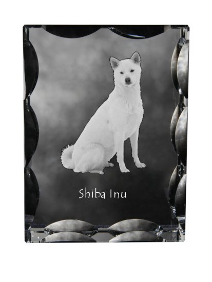 Artdog Shiba Inu, japonski pes manjše velikosti, japonski pes Brushwood - kristal s sliko psa, stekleni kipec s sliko, edinstven okvir s sliko blagovne znamke Art-Dog