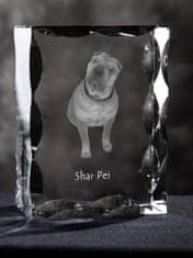 Artdog Shar Pei - kristal s sliko psa, stekleni kipec s sliko, edinstven okvir s sliko blagovne znamke Art-Dog