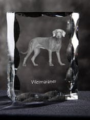 Artdog Weimaraner, Grey Ghost - kristal s sliko psa, stekleni kipec s sliko, edinstven okvir s sliko blagovne znamke Art-Dog