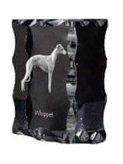 Artdog Whippet - kristal s sliko psa, stekleni kipec s sliko, edinstven okvir s sliko blagovne znamke Art-Dog