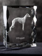 Artdog Whippet - kristal s sliko psa, stekleni kipec s sliko, edinstven okvir s sliko blagovne znamke Art-Dog