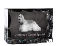 Artdog American Cocker Spaniel, Merry Cocker - kristal s sliko psa, stekleni kipec s sliko, edinstven okvir s sliko blagovne znamke Art-Dog