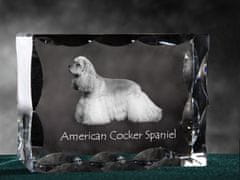 Artdog American Cocker Spaniel, Merry Cocker - kristal s sliko psa, stekleni kipec s sliko, edinstven okvir s sliko blagovne znamke Art-Dog