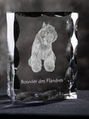 Artdog Bouvier des Flandres, flandrijski govedo - kristal s sliko psa, stekleni kipec s sliko, edinstven okvir s sliko znamke Art-Dog