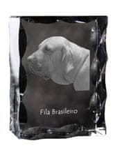 Artdog Fila Brasileiro - kristal s sliko psa, stekleni kipec s sliko, edinstven okvir s sliko blagovne znamke Art-Dog