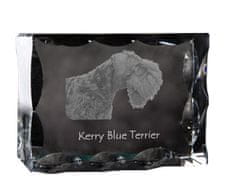 Artdog Kerry Blue Terrier, Irish Blue Terrier - kristal s sliko psa, stekleni kipec s sliko, edinstven okvir s sliko blagovne znamke Art-Dog