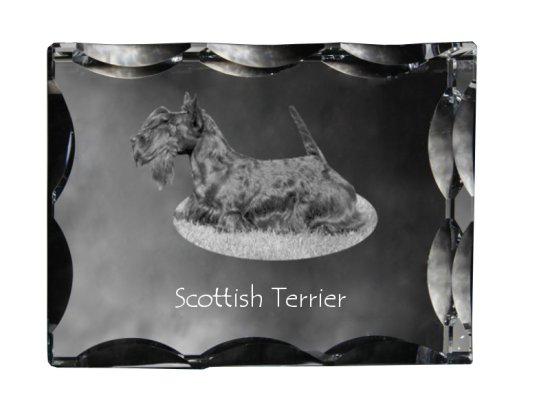 Artdog Škotski terier, Aberdeen Terrier, Scottie, Aberdeenie - kristal s sliko psa, stekleni kipec s sliko, edinstven okvir s sliko blagovne znamke Art-Dog