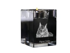 Artdog Maine Coon - Svečnik s fotografijo mačke, kristalni držalo za čajno svečko, personalizirano darilo blagovne znamke Art-Dog