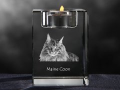 Artdog Maine Coon - Svečnik s fotografijo mačke, kristalni držalo za čajno svečko, personalizirano darilo blagovne znamke Art-Dog