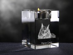 Artdog Maine Coon - Svečnik s fotografijo mačke, kristalni držalo za čajno svečko, personalizirano darilo blagovne znamke Art-Dog