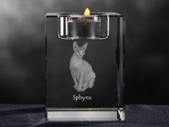 Artdog Sphynx - Svečnik s fotografijo mačke, kristalni čajnik, personalizirano darilo blagovne znamke Art-Dog