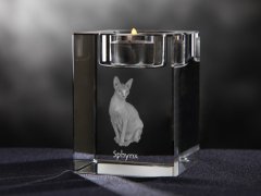 Artdog Sphynx - Svečnik s fotografijo mačke, kristalni čajnik, personalizirano darilo blagovne znamke Art-Dog