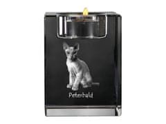 Artdog Peterbald - Svečnik s fotografijo mačke, kristalni držalo za čajno svečko, personalizirano darilo blagovne znamke Art-Dog