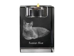 Artdog Russian Blue - Svečnik s fotografijo mačke, kristalni držalo za čajno svečko, personalizirano darilo blagovne znamke Art-Dog