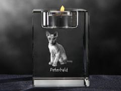 Artdog Peterbald - Svečnik s fotografijo mačke, kristalni držalo za čajno svečko, personalizirano darilo blagovne znamke Art-Dog