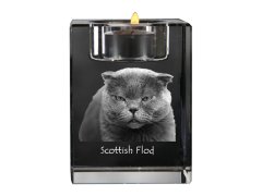 Artdog Scottish Fold - Svečnik s fotografijo mačke, kristalni držalo za čajno svečko, personalizirano darilo blagovne znamke Art-Dog