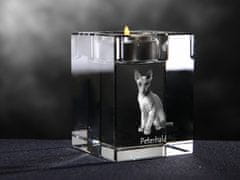 Artdog Peterbald - Svečnik s fotografijo mačke, kristalni držalo za čajno svečko, personalizirano darilo blagovne znamke Art-Dog