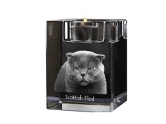 Artdog Scottish Fold - Svečnik s fotografijo mačke, kristalni držalo za čajno svečko, personalizirano darilo blagovne znamke Art-Dog