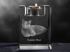 Artdog Russian Blue - Svečnik s fotografijo mačke, kristalni držalo za čajno svečko, personalizirano darilo blagovne znamke Art-Dog