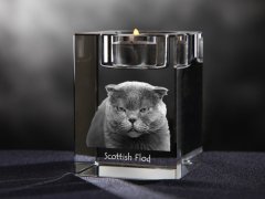 Artdog Scottish Fold - Svečnik s fotografijo mačke, kristalni držalo za čajno svečko, personalizirano darilo blagovne znamke Art-Dog