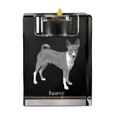 Artdog Basenji, afriški grmovni pes, kongovski pes - Svečnike s fotografijo psa, kristalni držalo za čajno svečko, personalizirano darilo blagovne znamke Art-Dog