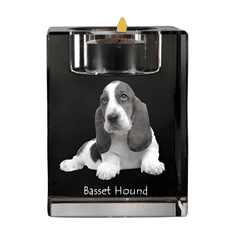 Artdog Basset Hound - Svečnik s pasjo fotografijo, kristalni držalo za čajno svečko, personalizirano darilo blagovne znamke Art-Dog