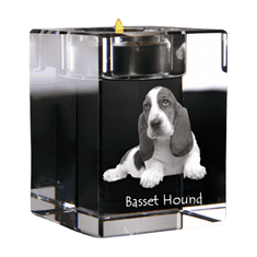 Artdog Basset Hound - Svečnik s pasjo fotografijo, kristalni držalo za čajno svečko, personalizirano darilo blagovne znamke Art-Dog