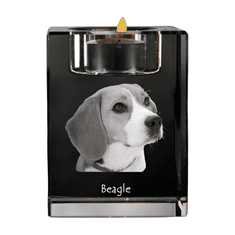 Artdog Beagle - Svečnik s pasjo fotografijo, kristalni držalo za čajno svečko, personalizirano darilo blagovne znamke Art-Dog