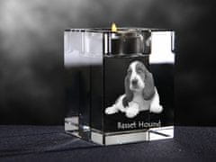 Artdog Basset Hound - Svečnik s pasjo fotografijo, kristalni držalo za čajno svečko, personalizirano darilo blagovne znamke Art-Dog