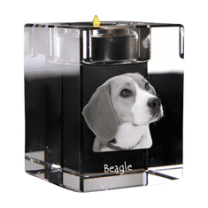 Artdog Beagle - Svečnik s pasjo fotografijo, kristalni držalo za čajno svečko, personalizirano darilo blagovne znamke Art-Dog