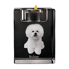 Artdog Bichon Frise, Bichon Tenerife, Bichon a poil frise - Svečnik s pasjo fotografijo, kristalni čajnik, personalizirano darilo blagovne znamke Art-Dog