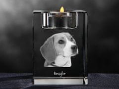 Artdog Beagle - Svečnik s pasjo fotografijo, kristalni držalo za čajno svečko, personalizirano darilo blagovne znamke Art-Dog