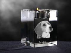 Artdog Beagle - Svečnik s pasjo fotografijo, kristalni držalo za čajno svečko, personalizirano darilo blagovne znamke Art-Dog