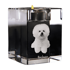 Artdog Bichon Frise, Bichon Tenerife, Bichon a poil frise - Svečnik s pasjo fotografijo, kristalni čajnik, personalizirano darilo blagovne znamke Art-Dog