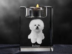 Artdog Bichon Frise, Bichon Tenerife, Bichon a poil frise - Svečnik s pasjo fotografijo, kristalni čajnik, personalizirano darilo blagovne znamke Art-Dog