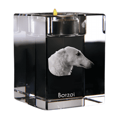 Artdog Borzoi, ruski lovski mešanec, ruski volčjak - Svečnike s fotografijo psa, kristalni čajnik, personalizirano darilo blagovne znamke Art-Dog