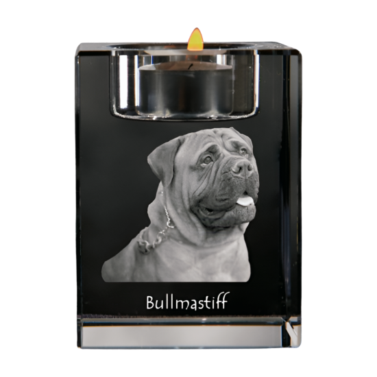 Artdog Bullmastiff - Svečnik s pasjo fotografijo, kristalni držalo za čajno svečko, personalizirano darilo blagovne znamke Art-Dog