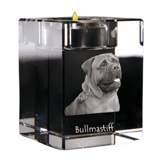 Artdog Bullmastiff - Svečnik s pasjo fotografijo, kristalni držalo za čajno svečko, personalizirano darilo blagovne znamke Art-Dog