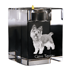 Artdog Cairn Terrier - Svečnik s pasjo fotografijo, kristalni čajnik, personalizirano darilo blagovne znamke Art-Dog