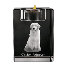 Artdog Golden Retriever - Svečnik s pasjo fotografijo, kristalni čajnik, personalizirano darilo blagovne znamke Art-Dog