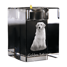 Artdog Golden Retriever - Svečnik s pasjo fotografijo, kristalni čajnik, personalizirano darilo blagovne znamke Art-Dog