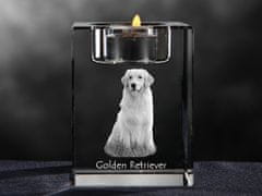 Artdog Golden Retriever - Svečnik s pasjo fotografijo, kristalni čajnik, personalizirano darilo blagovne znamke Art-Dog