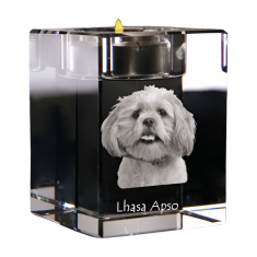 Artdog Lhasa Apso - Svečnik s pasjo fotografijo, kristalni držalo za čajno svečko, personalizirano darilo blagovne znamke Art-Dog