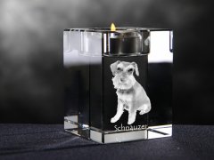 Artdog Schnauzer - Svečnik s pasjo fotografijo, kristalni čajnik, personalizirano darilo blagovne znamke Art-Dog