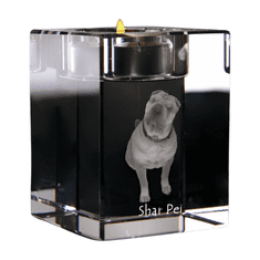 Artdog Shar Pei - Svečnik s pasjo fotografijo, kristalni svečnik, personalizirano darilo blagovne znamke Art-Dog